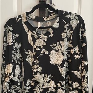 Piphany Black Floral Long Sleeve Dress